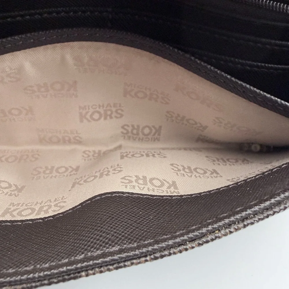 Michael‎ Kors Wallet OS Brown Signature Fulton Flap Continental Monogram Logo